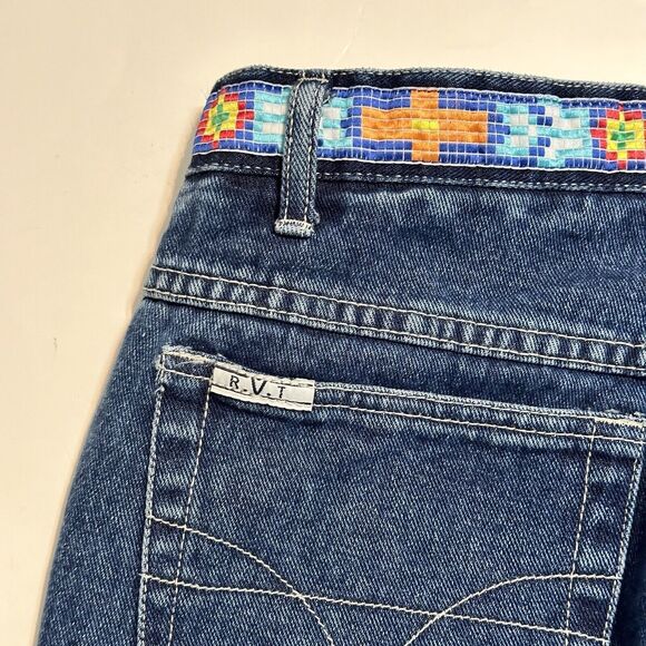 R.V.T. Jean Co Size 9/10 Womens Juniors Jeans Blue Straight Leg Embroidered Y2K - Picture 15 of 16
